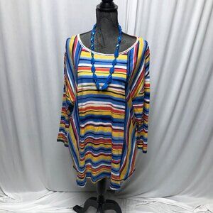 Westbound Top Womens Size XXL Red White Blue Yellow Stripe Tunic